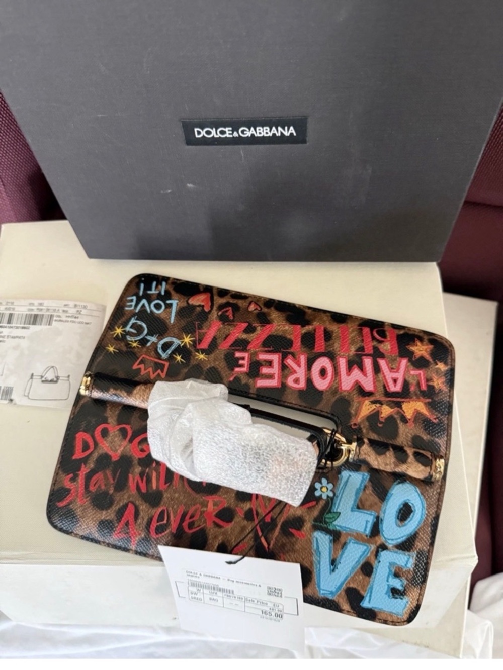 Dolce & Gabbana Leopard Print top bag with Pink Graffiti